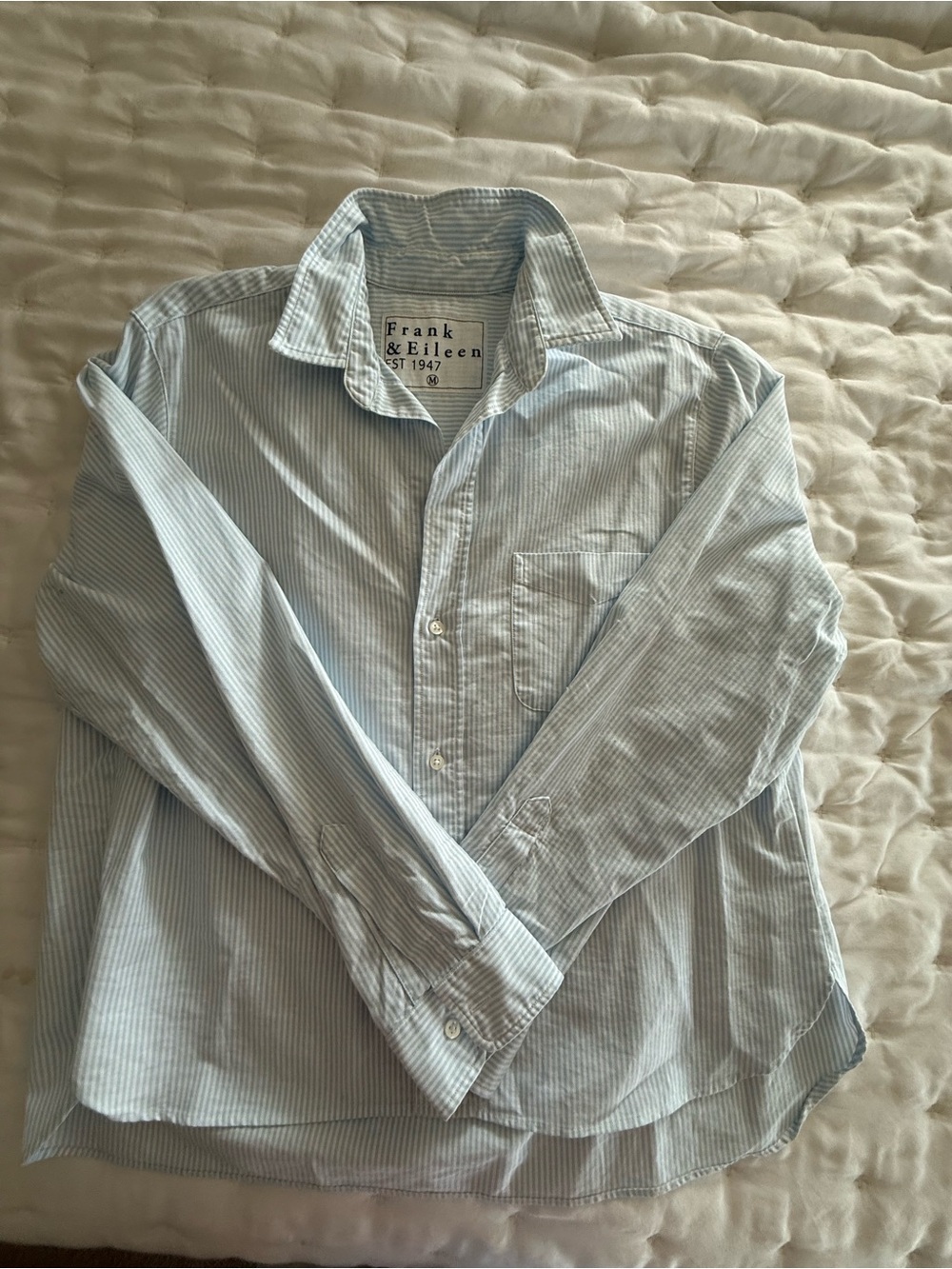 Frank & Eileen Women’s Silvio Light Blue Stripe Button-Down Shirt